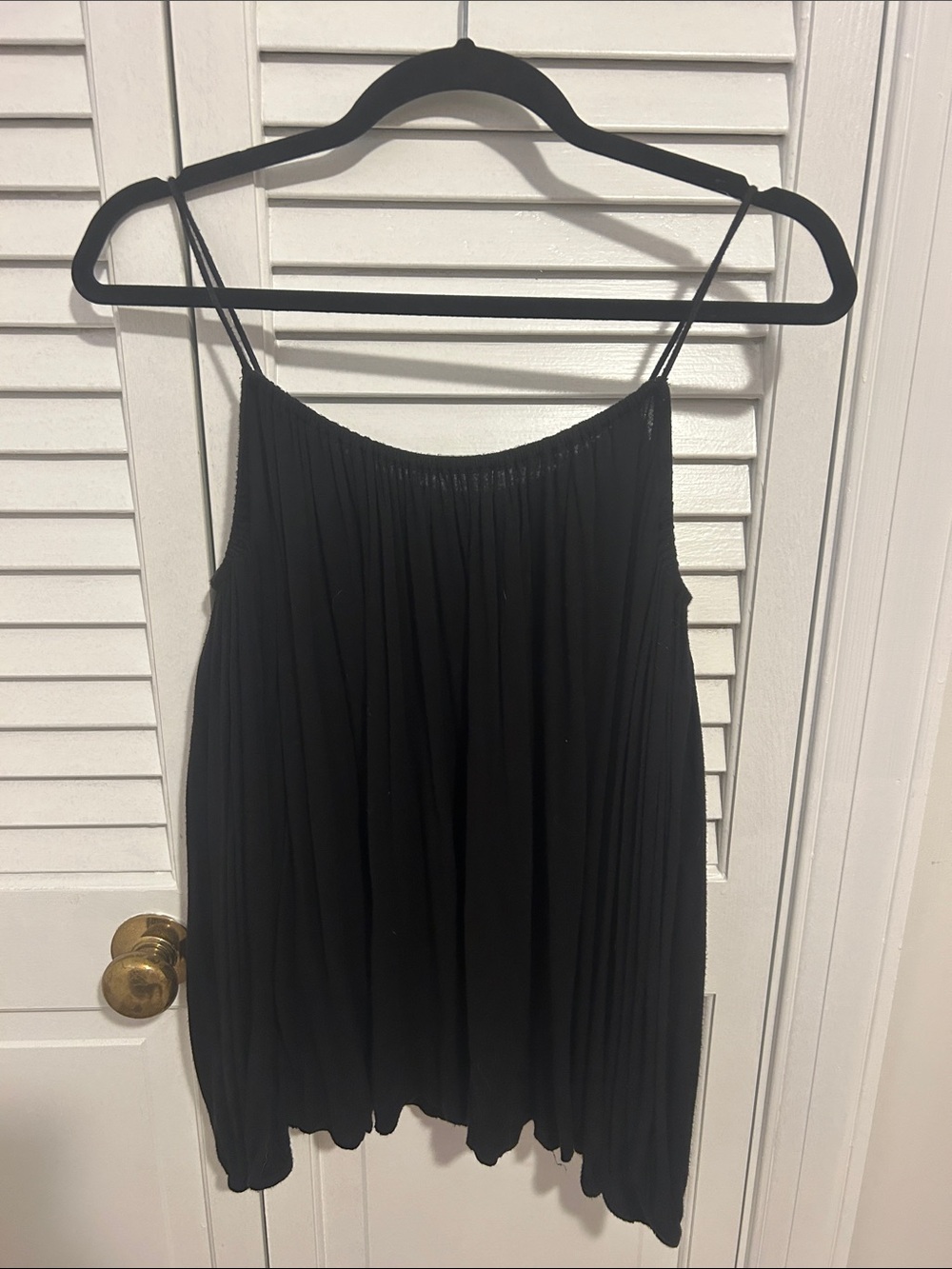 Bailey 44 Black Pleated Spaghetti Strap off the shoulder long sleeve top